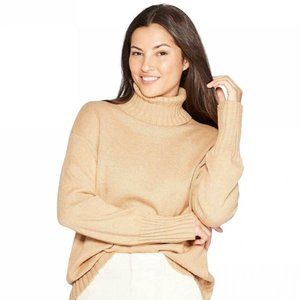 Women's Dolman Sleeve Turtleneck Tunic Sweater - A New Day™ Brown